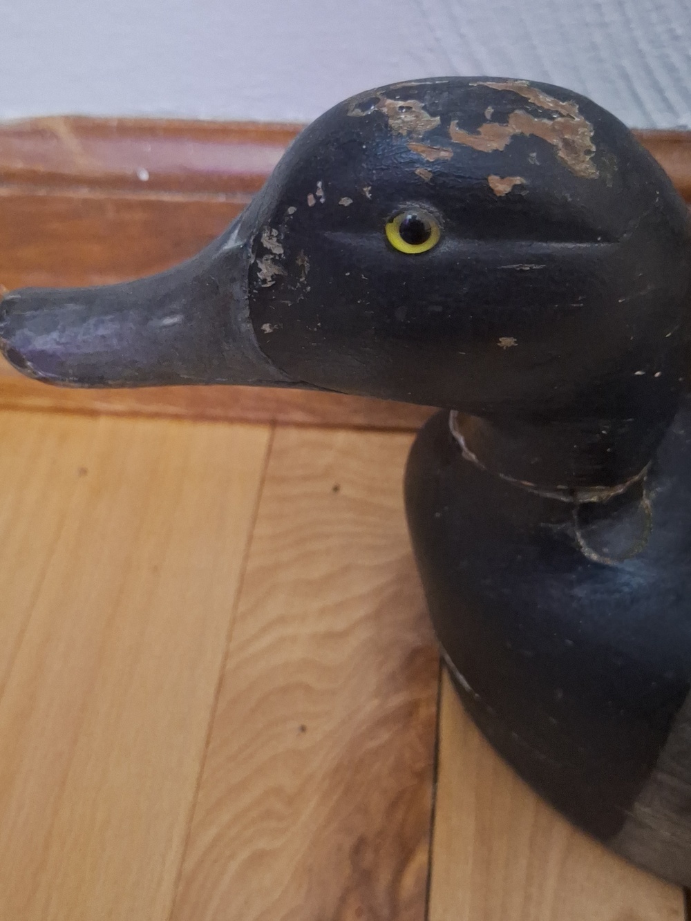 Vintage Wooden Duck Decoy - Black and Gray - Picture 2 of 6